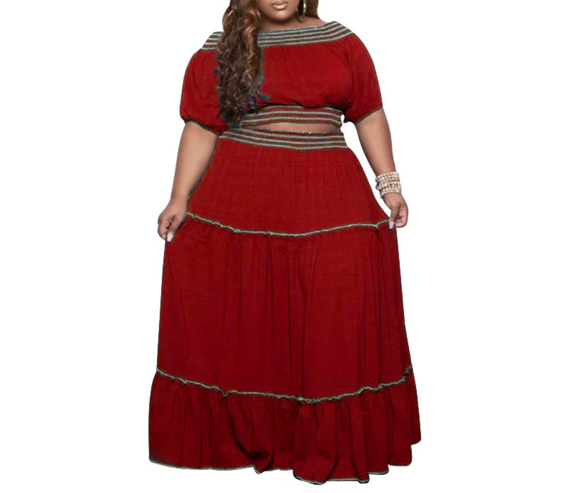 Plus Size Two Piece Long Skirt Set