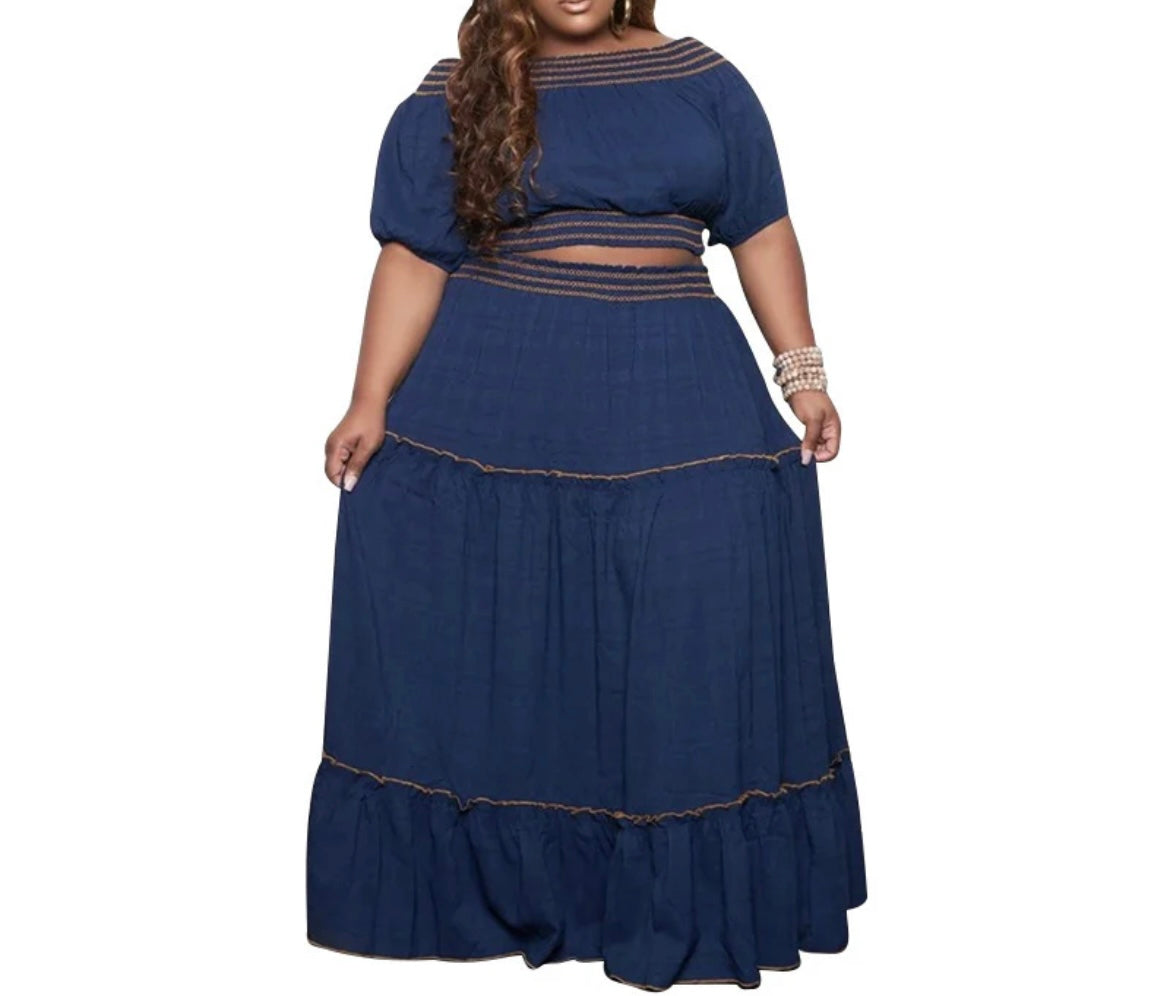 Plus Size Two Piece Long Skirt Set