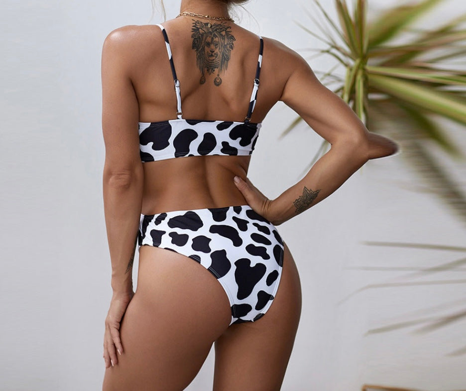 Crossbody One-piece Swimsuit Printed Sexy Cutout Sling Triangle Bikini