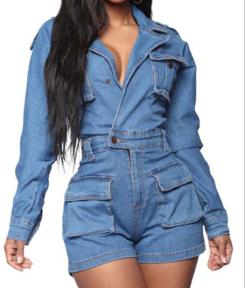 DENIM JEAN ROMPER