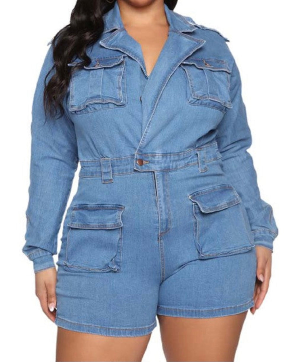 DENIM JEAN ROMPER