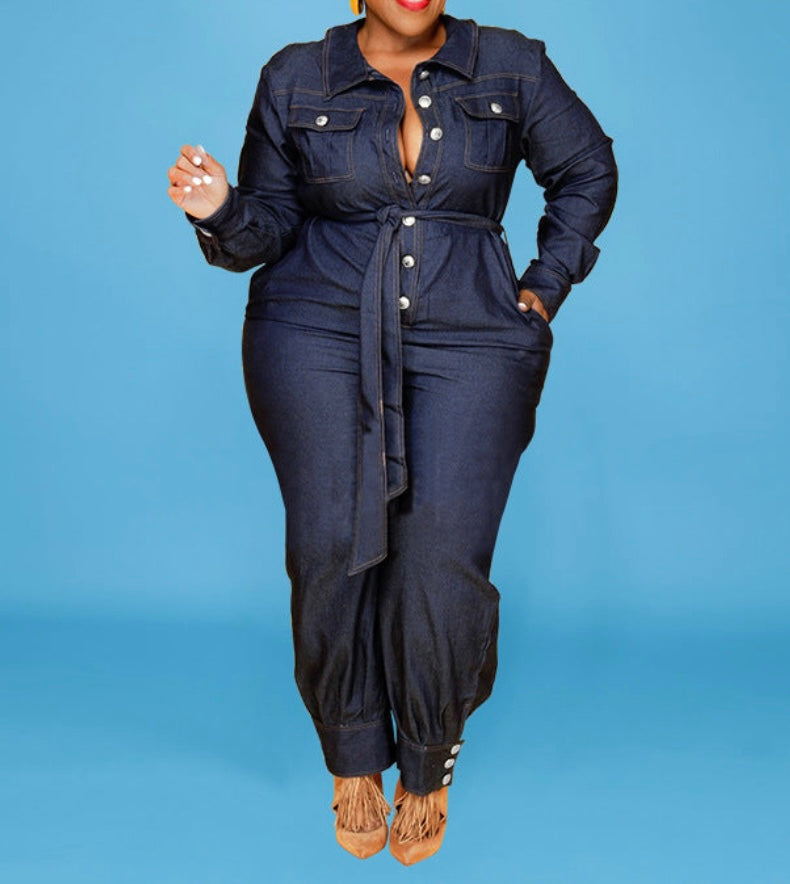 Plus Size Autumn Lazada Denim Jumpsuit