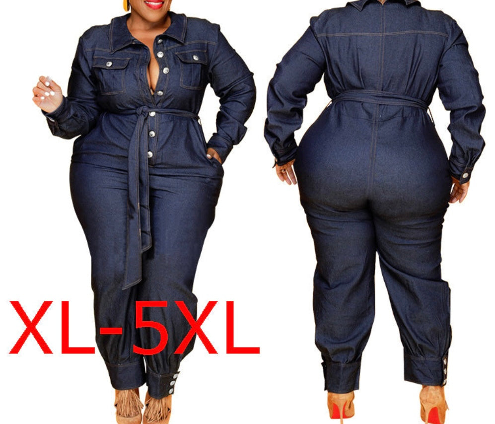 Plus Size Autumn Lazada Denim Jumpsuit