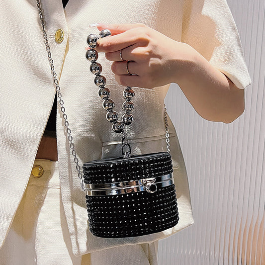 Women's Fashion Diamond-studded Pearl Hand Crossbody Bucket Bag