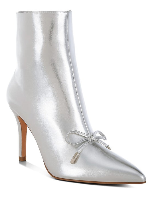 Women's Capper Bow Detail Metallic High Ankle Boots