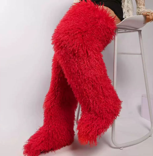72cm Thigh-high furry Boots For Fall And Winter