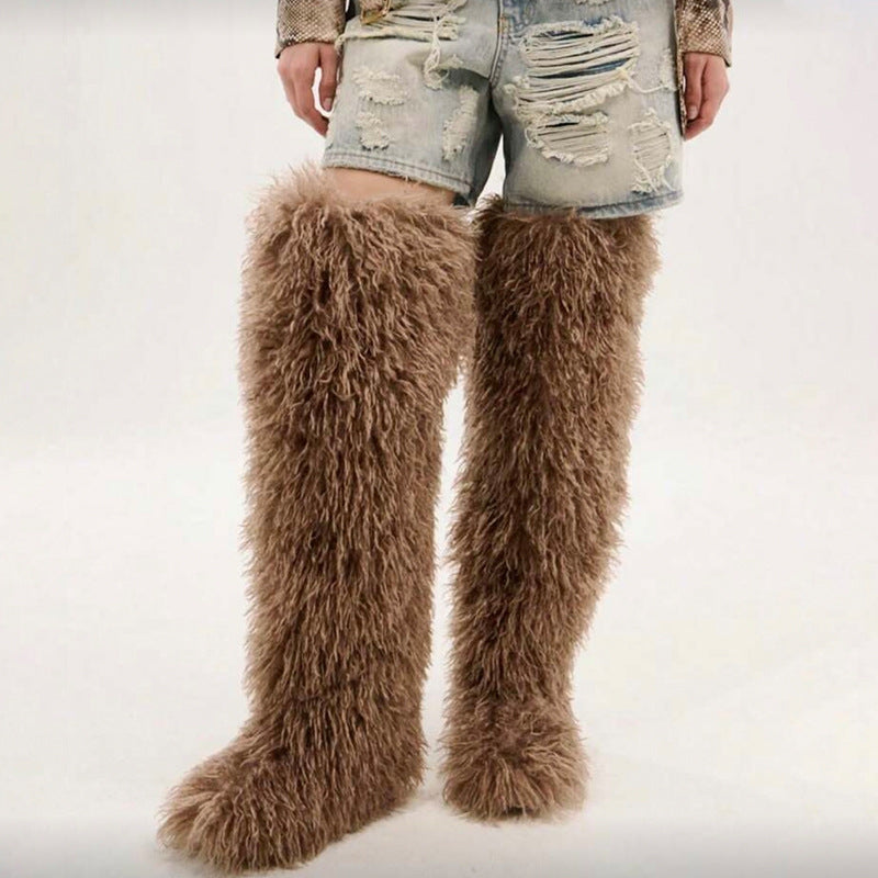 72cm Thigh-high furry Boots For Fall And Winter