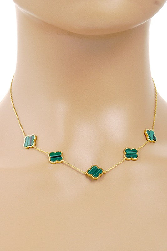 Gold-Dipped Linked Clover Necklace