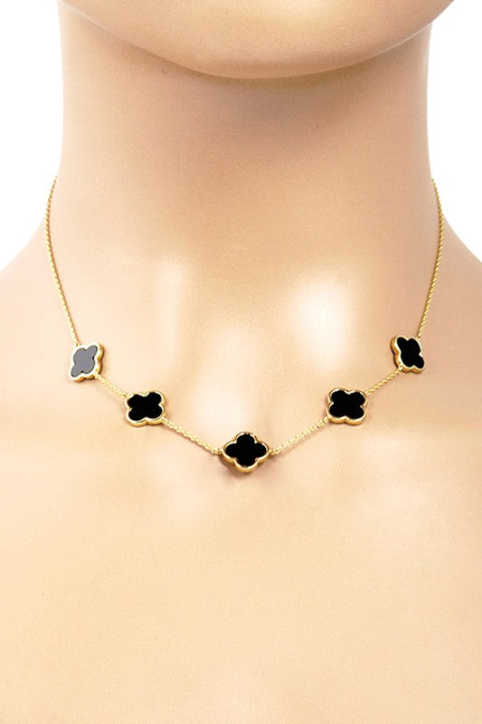 Gold-Dipped Linked Clover Necklace